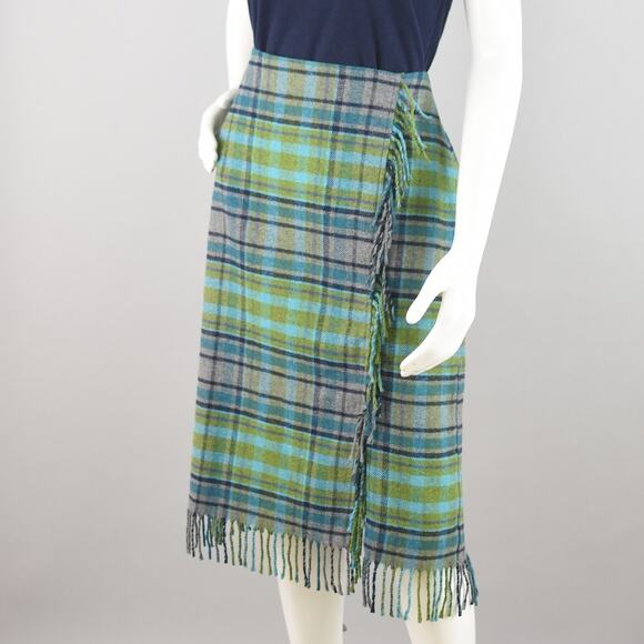 J. Jill Plaid Wrap Blanket Skirt with Fringe, NWT Women's Size 12 - Picture 4 of 10